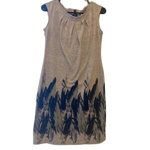 Jonathan Martin Gray Feather Print Dress - Size 6